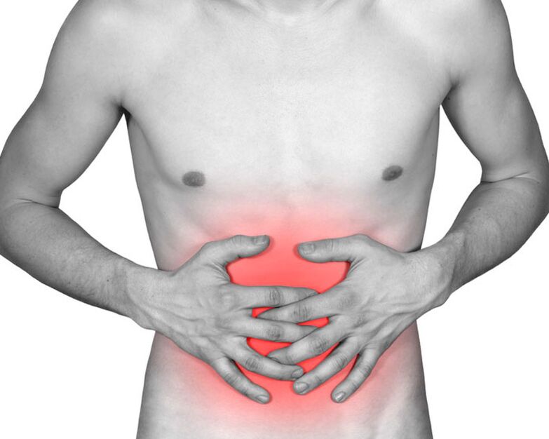 Abdominal pain due to the presence of parasites in the body