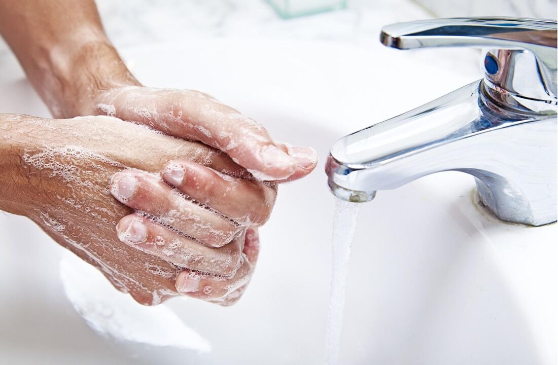 Washing hands to prevent parasite infection